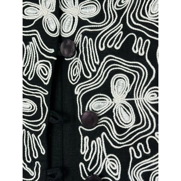 Newport News Vintage Black White Linen Blend Sleeveless Jumpsuit Sz 6 - Picture 4 of 7